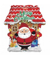 18" Santa & House Foil Balloon