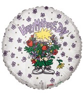 18" Happy Mothers Day White Foil Balloon