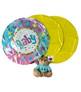 Baby Foil Balloon Bouquet with Stuffed Bear