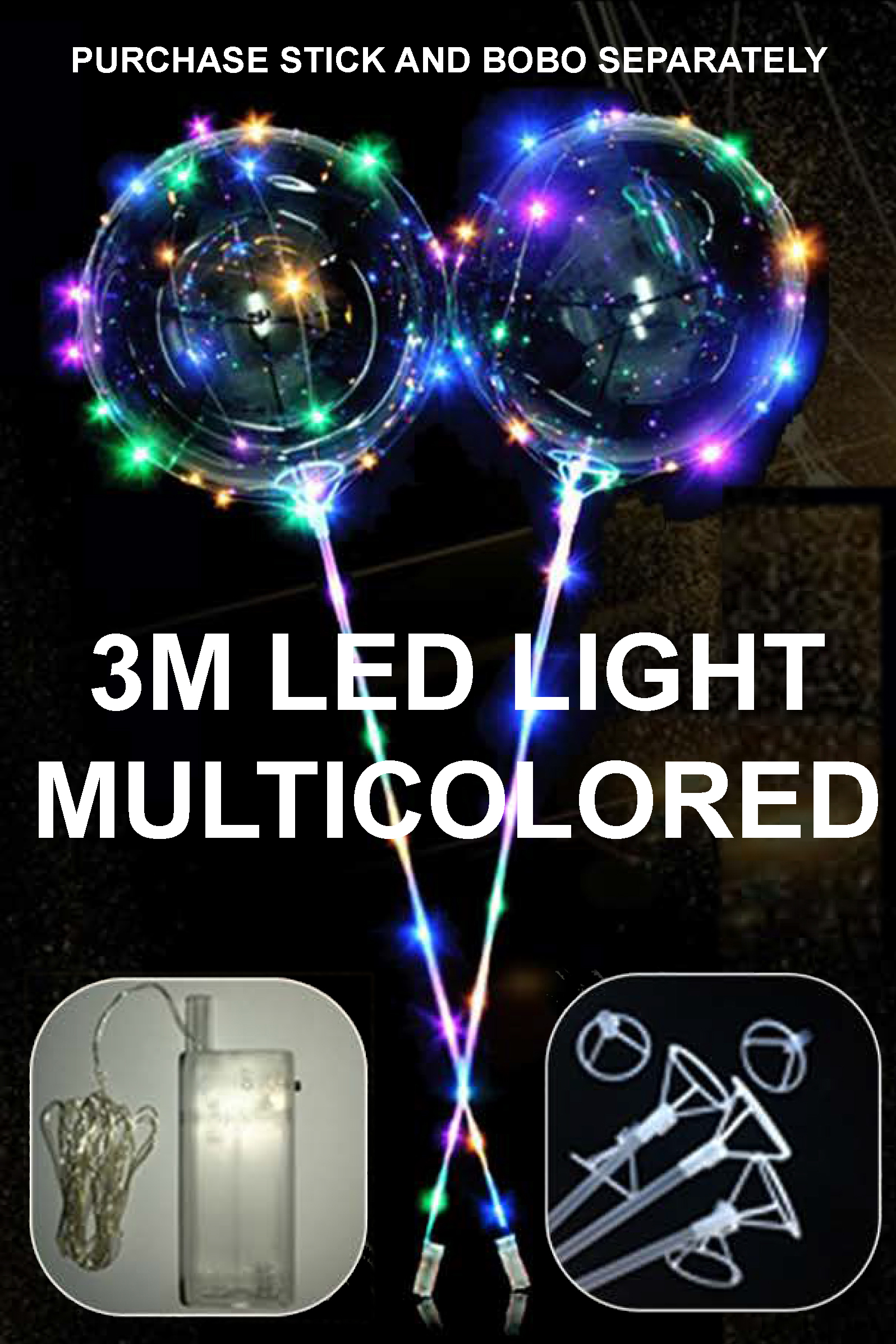 Balloon Led Multicolor 3 meters Light (Batteries Not Included) 10Pcs/Bag.