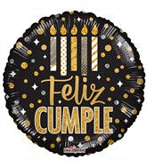 18" Feliz Cumple Velas Y Dots (Spanish) Foil Balloon