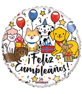 18" Feliz Cumple Cachorros (Spanish) Foil Balloon