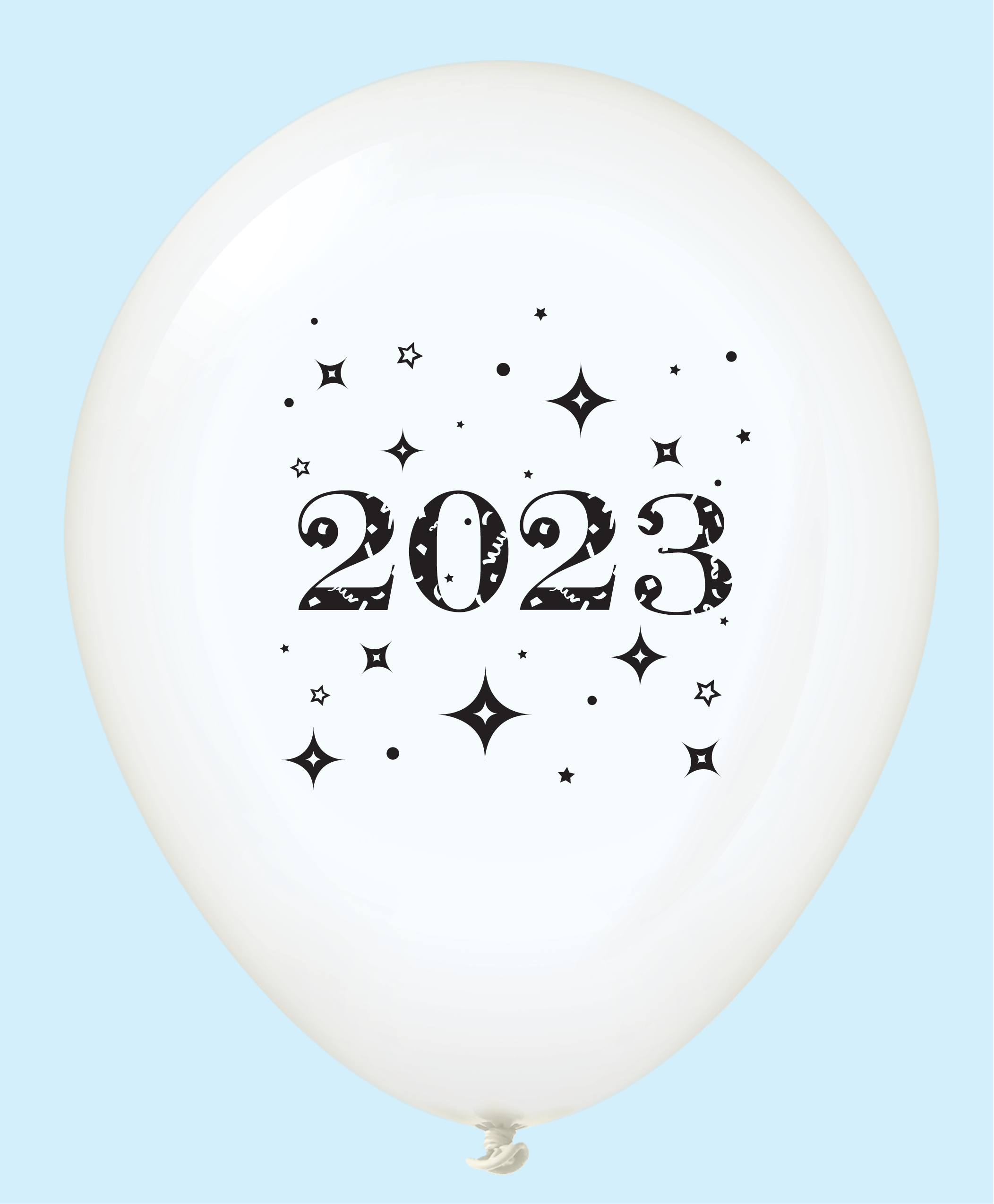 11" Year 2023 Stars Latex Balloons Clear (25 Per Bag)