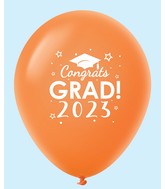 11" Congrats Grad 2023 Latex Balloons (25 Count) Orange
