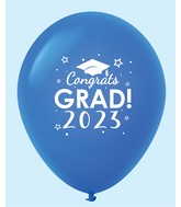 11" Congrats Grad 2023 Latex Balloons (25 Count) Blue