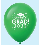 11" Congrats Grad 2023 Latex Balloons (25 Count) Green
