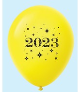 11" Year 2023 Stars Latex Balloons Yellow (25 Per Bag)