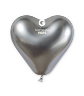13" Gemar Latex Balloons (Bag of 25) Shiny Silver Heart