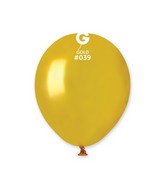 5" Gemar Latex Balloons (Bag of 100) Metallic Gold