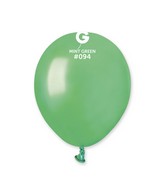 5" Gemar Latex Balloons (Bag of 100) Metallic Metallic Mint Green