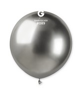 19" Gemar Latex Balloons Pack Of 25 Shiny Silver