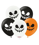 12" Kalisan Print Happy Halloween Scary Face Latex Balloons (25 Per Bag)