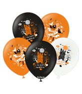 12" Kalisan Print Ha Ha Happy Halloween Latex Balloons (25 Per Bag)