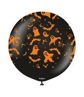 24" Kalisan Print Halloween Ghost/Bats Latex Balloons (1 Per Bag)