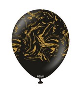 12" Kalisan Nebula Print Black Gold Ink Latex Balloons (25 Per Bag)
