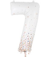 34" Number 7 Fizz Holographic Rose Gold Oaktree Foil Balloon