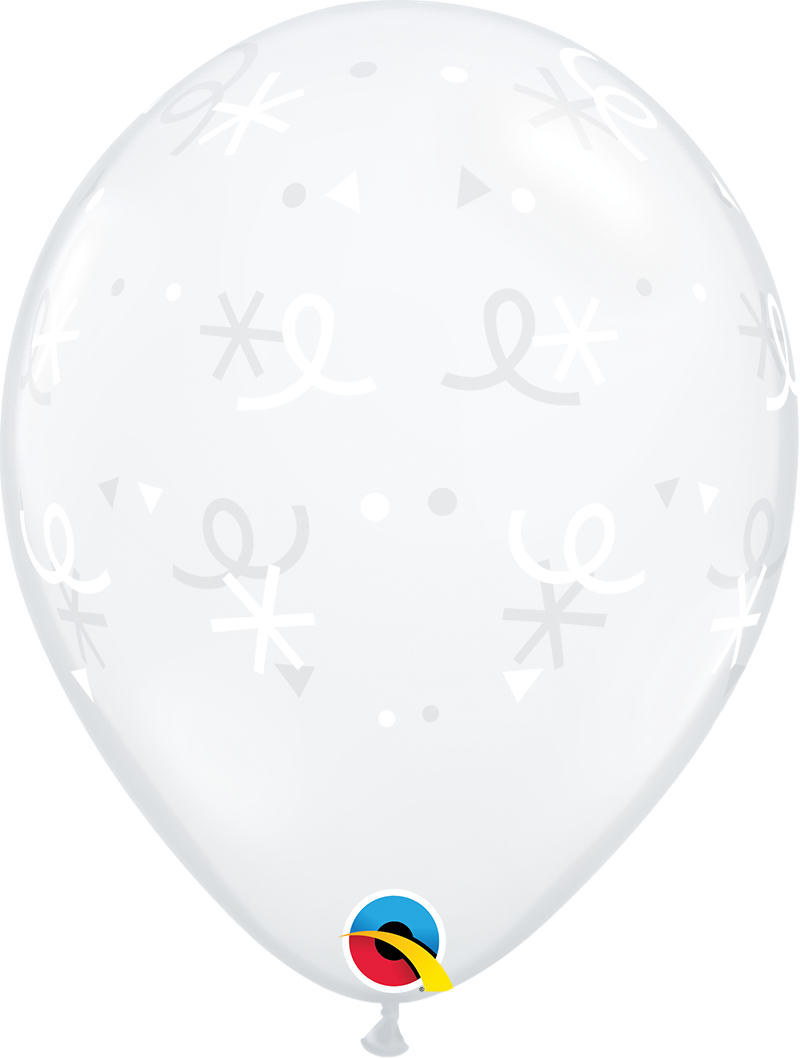 11" 6-Point Stars & Confetti Latex Balloon Clear (50 Per Bag)