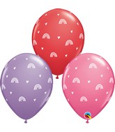 11" Boho Rainbows & Hearts Latex Balloons (50 Per Bag)