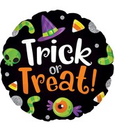 9" Airfill Only White Trick, Org Treat Foil Balloon