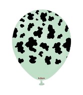 12" Safari Cow Macaron Green Printed Kalisan Latex Balloons (25 Per Bag)