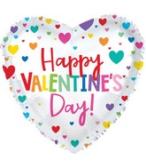 18" Happy Valentine's Day Colorful Hearts Balloon