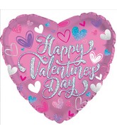 9" Airfill Only Happy Valentine's Day Prism Font Foil Balloon