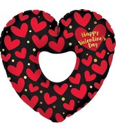 32" Happy Valentine's Day Red Hearts With Hole Foil Balloon