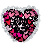 32" Happy Valentine's Day Coral Hearts With Lace Foil Balloon
