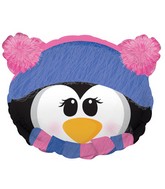 10" Airfill Only Penguin Face Earmuffs Foil Balloon