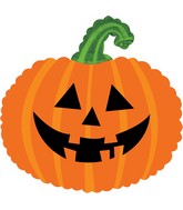 12" Airfill Only Orange Pumpkin Face Foil Balloon