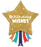 43" Shape Holographic Birthday Wishes Star Foil Balloon