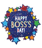 30" Boss's Day Colorful Dots & Stars SuperShape Foil Balloon