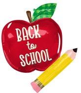 31" Back to School Apple & Pencil SuperShape Foil Balloon