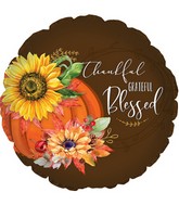 17" Thankful Grateful Blessed Thanksgiving Foil Balloon