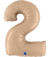 40" Number "2" Satin Nude Foil Balloons