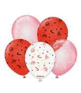 12" Candy Cane Christmas Pattern Kalisan Printed Latex Balloons (25 Per Bag)