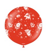 24" Christmas Santa Claus Red Kalisan Printed Latex Balloons (1 Per Bag)