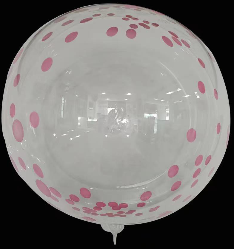18" Dot Printed Bobo Balloon Pre Streched Fushia(10 Per Bag)