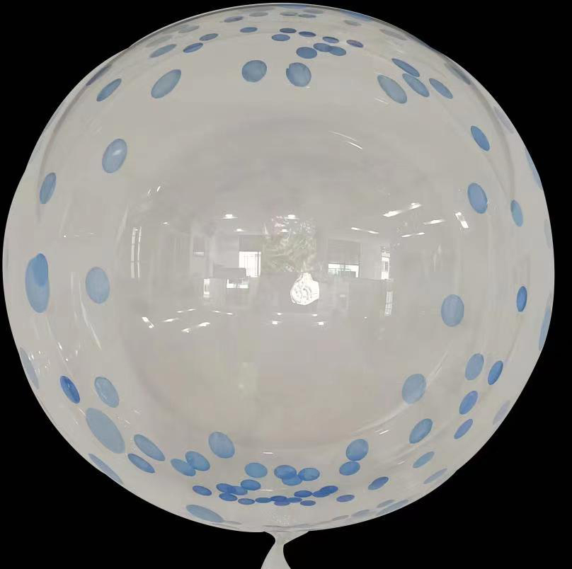 18" Dot Printed Bobo Balloon Pre Streched Blue(10 Per Bag)