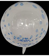 18" Dot Printed Bobo Balloon Pre Streched Light Blue(10 Per Bag)