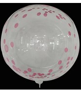 24" Dot Printed Bobo Balloon Pre Streched Fushia(10 Per Bag)