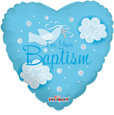 18" For Your Baptism Heart Mylar Balloon