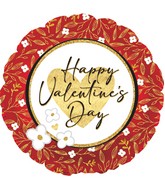 18" Happy Valentine's Day Gold Leaf Border Balloon