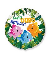 18" Round Happy Birthday Triceratops Foil Balloon