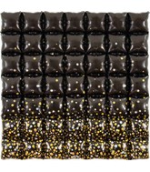 36" Sparkling Fizz Holographic Black Gold 7x7 Squares Waffle Wall Foil Balloon