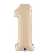 26" Number 1 Satin Cream Foil Balloon