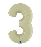 26" Number 3 Satin Olive Green Foil Balloon