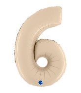 26" Number 6 Satin Cream Foil Balloon