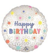 18" Satin Daisies Happy Birthday Foil Balloon