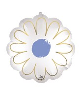 21" Satin White Purple Daisy Foil Balloon